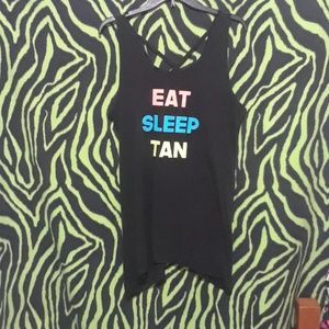 Eat sleep tan black tank top